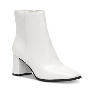 INC Womens White Cushioned Dasha Square Toe Block Heel Zip-Up Dress Booties 6 M